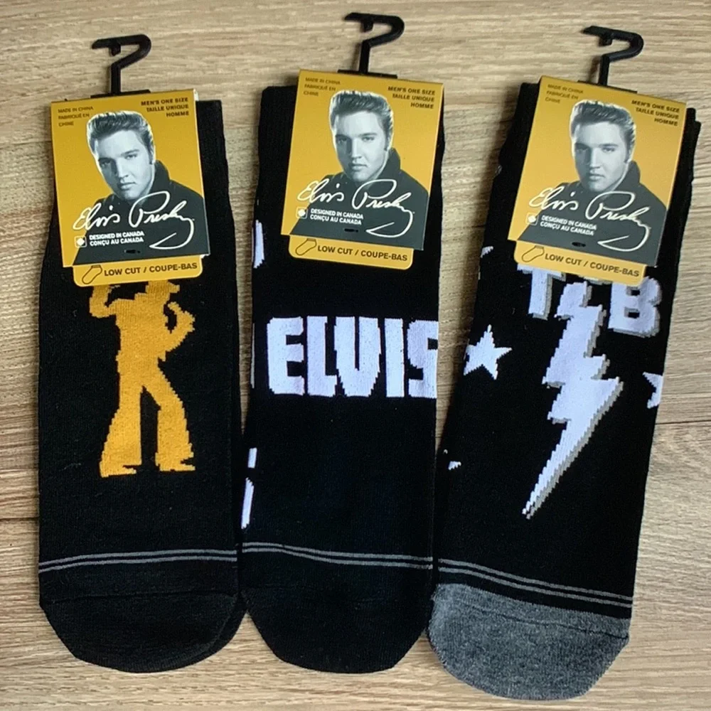 3 Pair Elvis Presley Low Cut Socks Men shoe 7-12 Unisex 🆕 Lowcut Perris Sock